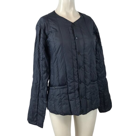 ROCKY MOUNTAIN FEATHERBED ~ SIZE 38 ~ NAVY BLUE DOWN CARDIGAN JACKET MADE JAPAN - Picture 1 of 7